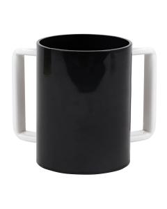 Black Acrylic Washing Cup with White Handles 5"