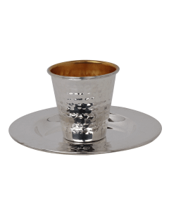 Kiddush Cup Set Hammered 925 Silver Coated Mini (90 ml 3.04 oz)