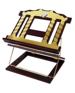 Wooden 2 Tone Book Stand 2 Position With Plate Gold Clock