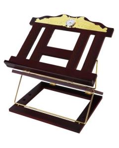 Wooden 2 Tone Book Stand / Shtender 2 Position With Clock Gold Plate
