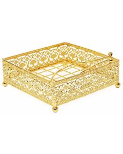 Napkin Holder Flat Wire Style With Weighted Arm Gold Plated