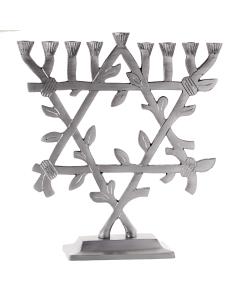 Menorah Standing With Star Of David  Shinny 9"