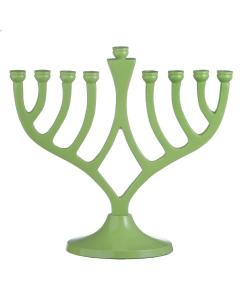 Classic Candle Menorah Green 7 "