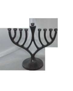 Classic Candle Menorah Antique Silver 7"