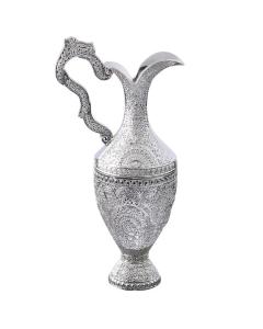 Chanukah Kriegel / Oil Bottle Silver Plated Filigree 7"