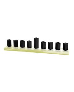 Strip Menorah Enamel Finish Pearl And Black 9/14 X 2 X 2"