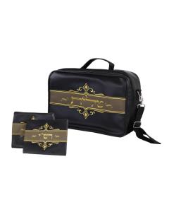 Black-Beige Travel Tallit Bag With Rashi-R"T Bags