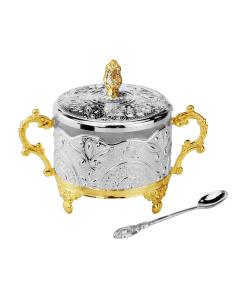 Honey Dish Silver & Gold Plated Filigree Design