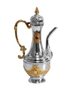 Chanukah Kriegel /Oil Bottle Silver & Gold Plated 10.5"