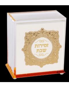 Acrylic Zemiros Holder With 8 Zemiros Gold Foil