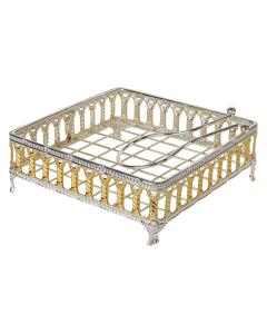 Gold & Silver Plated Flat Napkin Holder With Weighted Arm 7.5"W