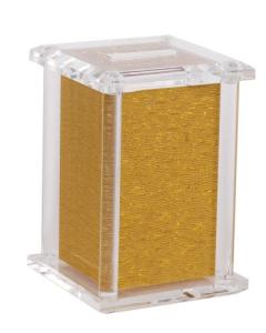 Acrylic Tzedakah Box With Poles Gold 5 X 3"