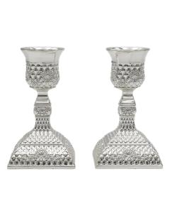 Classic Silver Plated Candlesticks - Tracery Design 4.5"