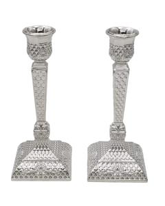 Classic Silver Plated Candlesticks - Tracery Design 7.5"