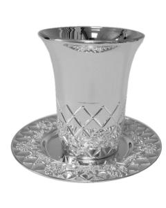 Silver Plated Kiddush Cup Set 3.5" Tall