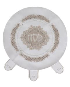 Leather Matzoh Cover - 17.5" - 3 Pockets - With Hard Plastic Cover