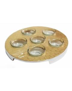 Seder Plate - Gold Brick Design - Stainless Steel