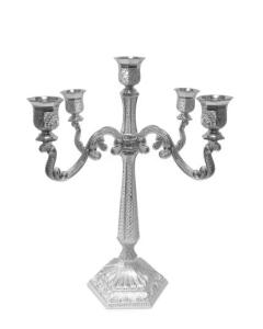 Silver Filigree Candelabra 5 Branch 16"