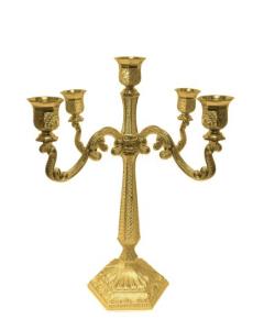 Gold Filigree Candelabra 5 Branch 16"