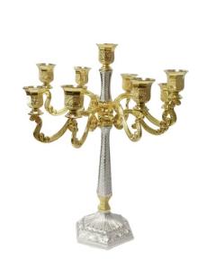 Silver & Gold Filigree Candelabra 9 Branch 16"