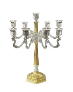 Silver & Gold Filigree Candelabra 9 Branch 16"