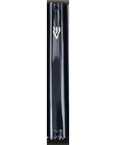 Black Plastic Mezuzah Case - Gold Shin 12 Cm