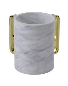 Acrylic Marble Washing Cup with Gold Handles