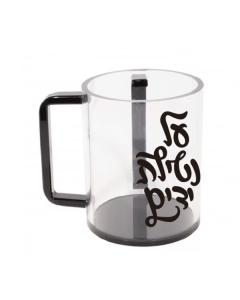 Clear Washing Cup with Black Bottom Black Print