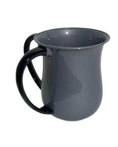 Metallic Silver Acrylic Washing Cup with 2 Black Handles