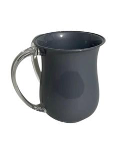 Metallic Silver Acrylic Washing Cup with 2 Clear Handles