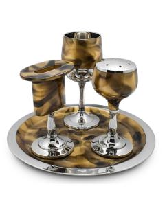 Aluminum Havdalah Set Goldish Brown
