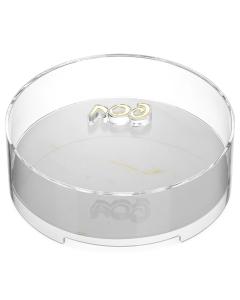 Acrylic Matzah Box with White Marble Bottom, Gold-Lettered  Knob with Three Wide Stands