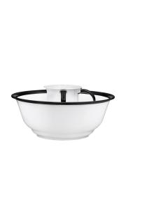 Acrylic Wash Cup Set - White with Black Rim