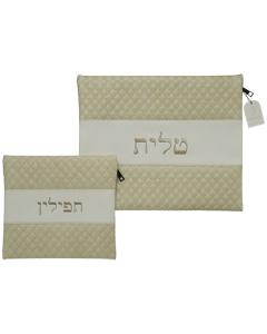 Leather Like Tallit - Tefillin Set With Embroidery Glitter