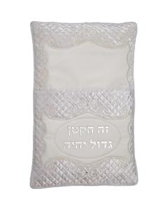 Leatherette Brit Pillow with Bold Embroidery - Silver