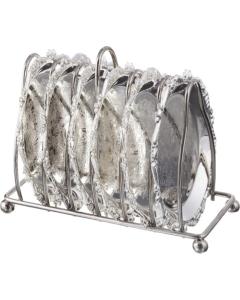 Set of 6 Silver Plated Trays for Kiddush Cups without Stand