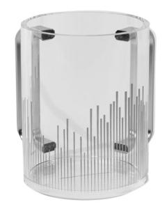 Acrylic Clear Washing Cup - Silver Handle - Silver Stripes
