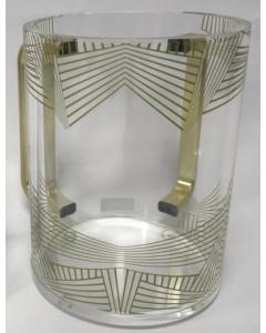 Acrylic Clear Washing Cup - Gold Handle - Gold Leaf Design