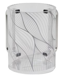 Acrylic Clear Washing Cup - Silver Handle - Silver Design