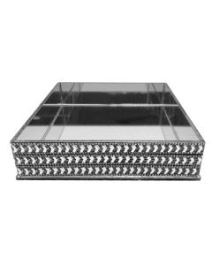 Flat Napkin Holder Mirror With Crystals 7.5"