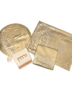 4 Piece Pesach Set Leather Look Laser Engraved