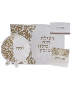4 Piece Pesach Set Leather Look Laser Engraved