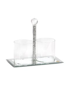 Mirror Cup Holder Silver Diamond