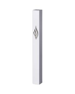 Aluminum Mezuzah 15 cm-with Metal Shin - White