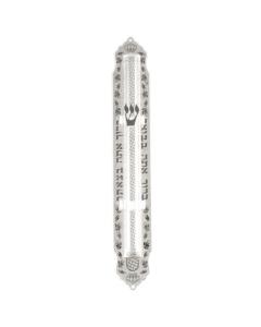 Plexiglass Mezuzah with Laser Cut Inscribed Metal Plaque - 12cm