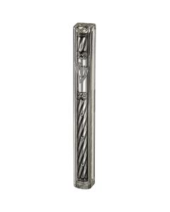 Transparent Plastic Mezuzah With Rubber Cork 12 Cm- With The Letter Shin And Plaque