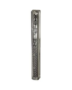 Transparent Plastic Mezuzah With Rubber Cork 20 Cm- With The Letter Shin And Plaque