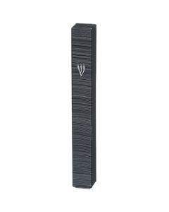 Squared Plastic Striped Mezuzah (Gray)