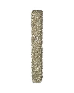 Glass Mezuzah with Stones 12 cm- Gray