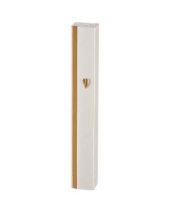 White and Gold Aluminum Mezuzah Case